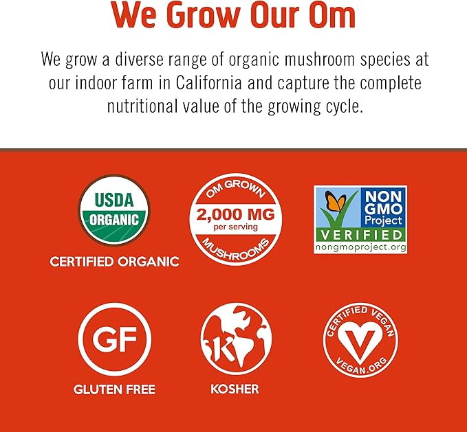 OM MUSHROOM SUPERFOOD Morning Energy Blend – Caffeine-Free Powder with Cordyceps, Lion’s Mane, Rhodiola & Vitamin D2 – Supports Energy, Focus & Endurance – 8.47 oz Canister (30 Servings)