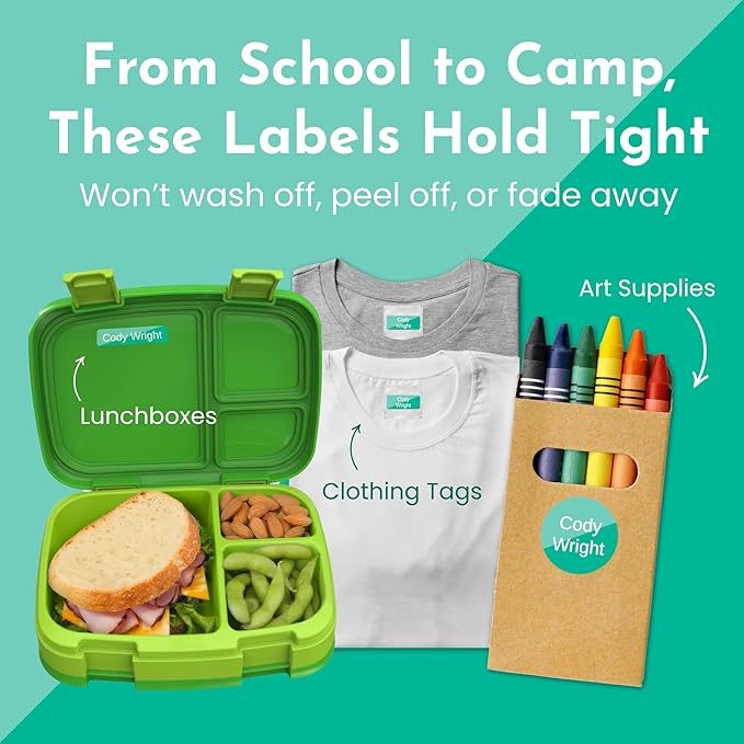 Name Bubbles - Basic Daycare Name Stickers for Kids (102 Count) - Personalized Waterproof Name Labels for School Supplies, Clothing Tags, Baby Bottles, All Ages - Washable Stick-On Labels (Confetti)