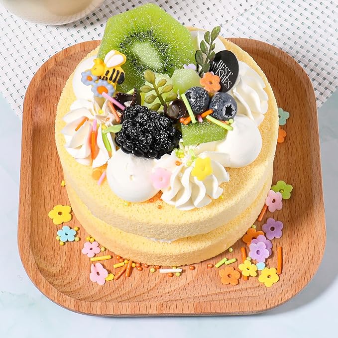 Flower Sprinkles for Cake Decorating, Edible Spring Colorful Sprinkles with Flowers Bees Green Pearls for Cake Cupcake Baking Cookie Toppings