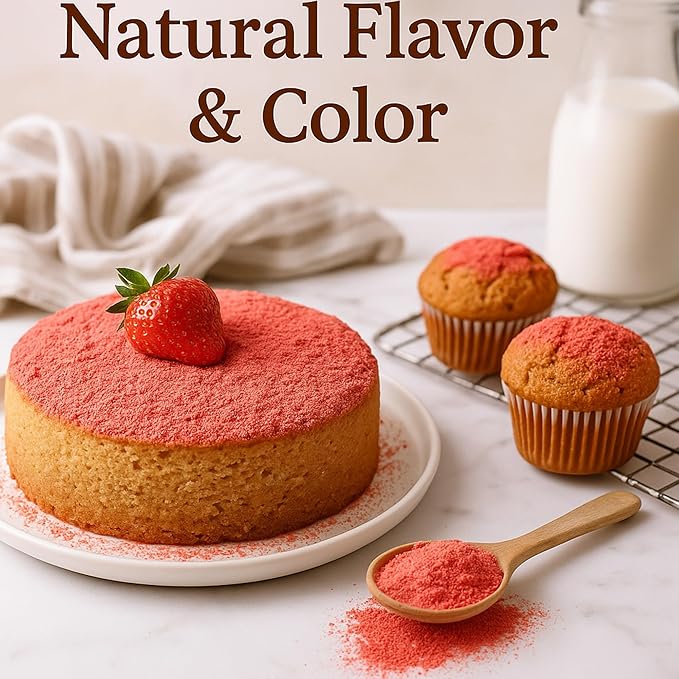 Panfruit Organic Freeze-Dried Strawberry Powder – No Sugar Added, Non-GMO, 100% Real Fruit – Ideal for Smoothies, Baking, Yogurt, and Desserts – 3.5 oz