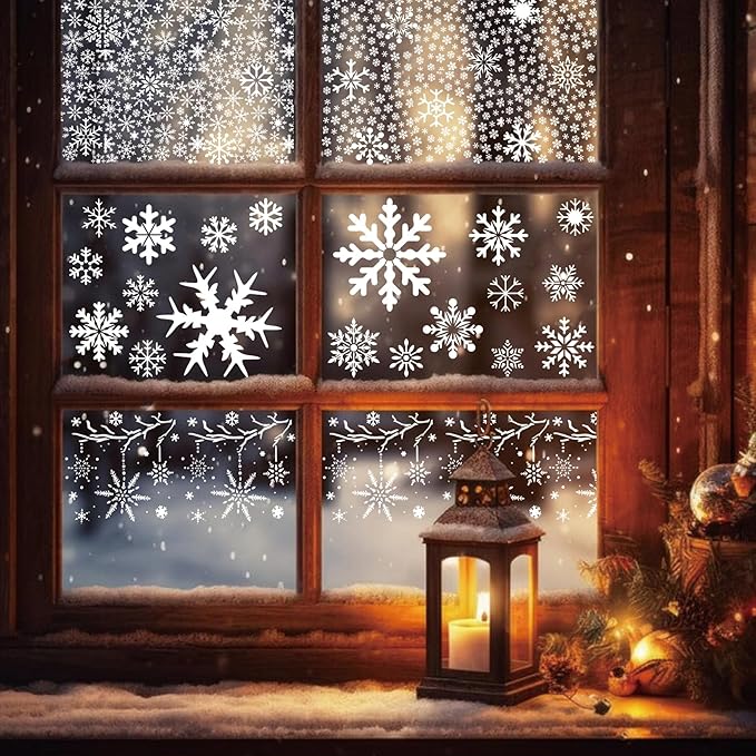 16 Pieces Christmas Snowflake Stencil Reusable Large Winter Stencils Plastic Holiday Crafts Stencils for Window Glass Wall Doormat Wood Decoration (16 Snowflakes)