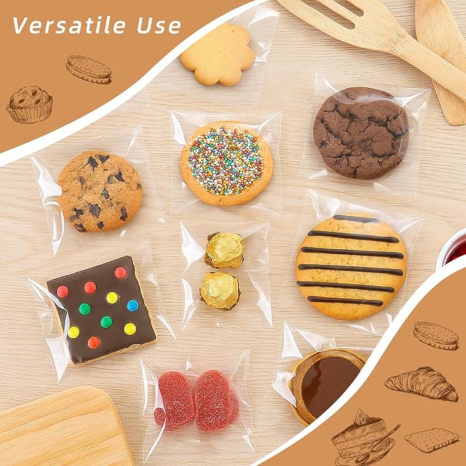 5x7 Inch Cookie Bags, 120 Pcs Clear Self Sealing Cellophane Treat Bags for Candy, Jewelry, Gift Wrapping, Party Favors, Crafts, Cookie Wrappers Self Adhesive
