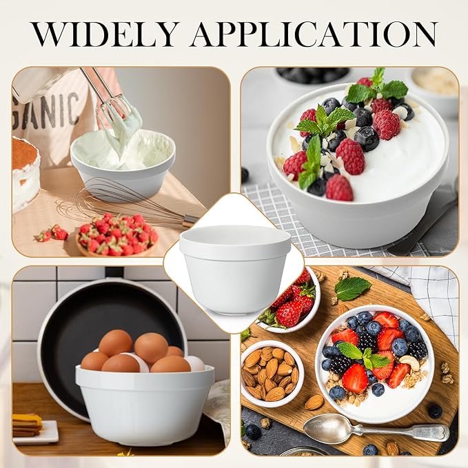 4 Pieces Ceramic 0.65 Qt Pudding Basins White 8 Inch Christmas Pudding Mold Bowls for Steaming Ovenproof Durable and Sturdy Porcelain Steamed Plum Puddings Bowl Basin, Easy to Clean