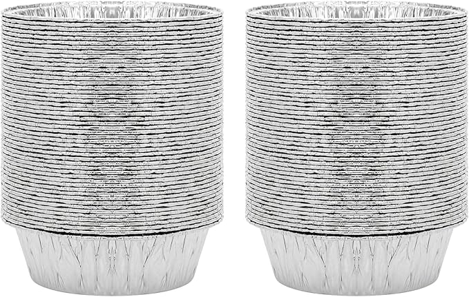Juvale Mini Pot Pie Pans - 100 Pack, 5 In, Silver Aluminum - Disposable Aluminum Foil Pans & Tins for Pot Pie Baking, Quiche & Tarts, Oven & Freezer Safe