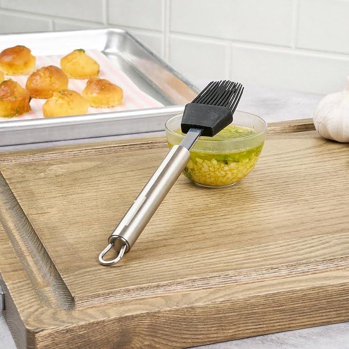 Restaurantware-German Standard Pastry Brushes, 6 Heat-Tolerant Basting Brushes - Dishwashable, Durable, Black Silicone Pastry Brush With Stainless Steel Handle, For Baking, Grilling, or Glazing