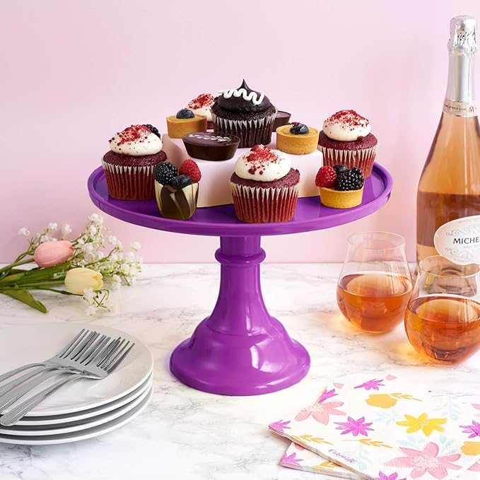 Twine Melamine Cake Stand, Cupcake Stand, Perfect for Birthdays, Weddings, Holidays Housewarming and Tea Parties, Durable and Stylish Dessert Accessory, Kitchen & Home Décor, Set of 1, Purple