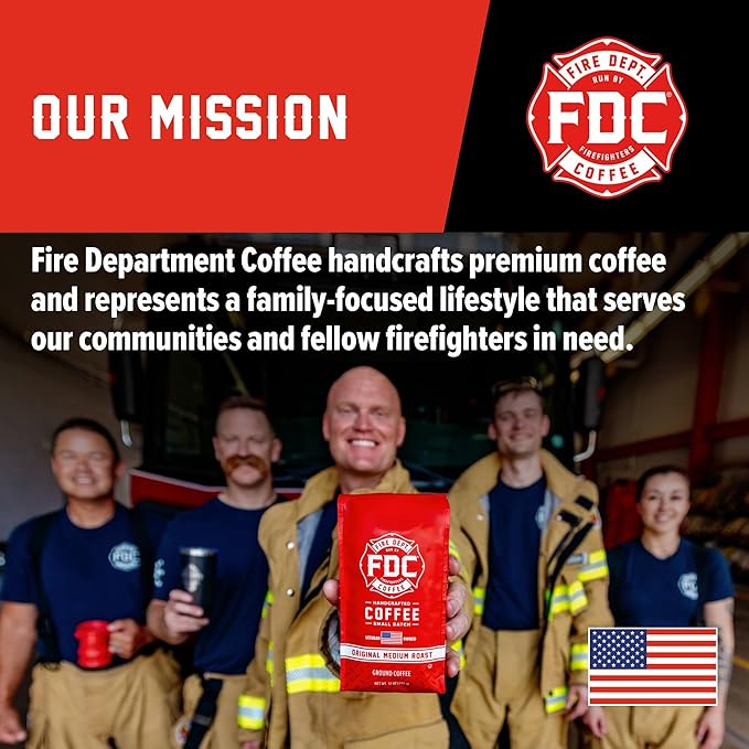 Fire Department Coffee - Gives Back to Firefighters - Backdraft Espresso Coffee Beans - Smooth & Rich - Roasted in the USA - Premium Espresso Beans - Veteran Owned - 12 oz