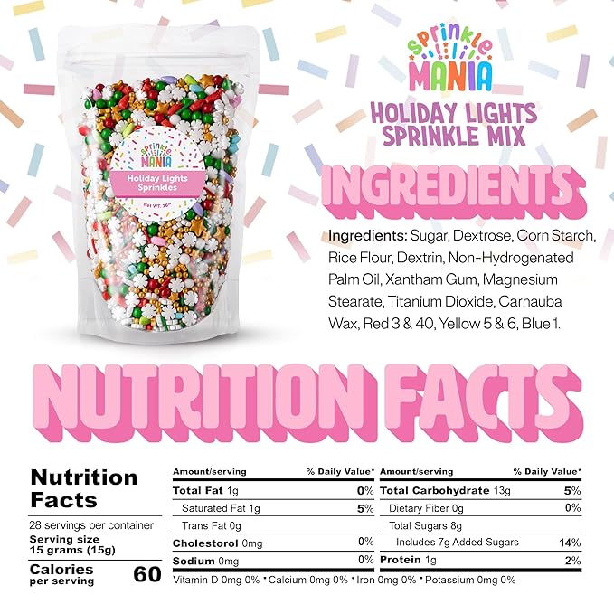 Sprinklemania Decorative Sprinkles (16, Holiday Lights)