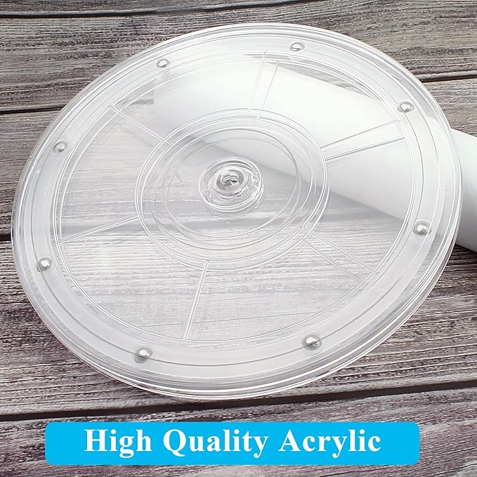 Jersvims 8 Inch Acrylic Turntable Platter, Transparent Turntable Organizer Round Rotating Plate for Kitchen Pantry Cabinet Desk Rack Spice Cake Cookie Decorating
