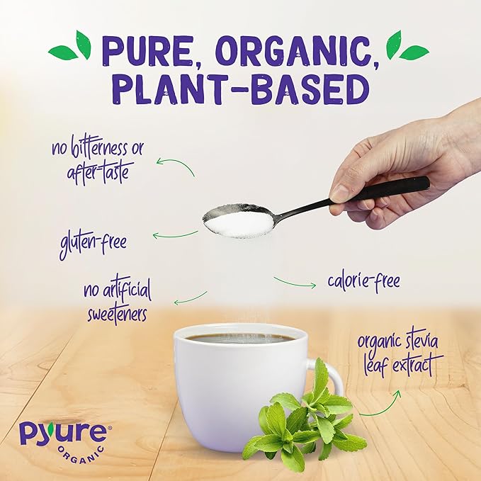Pyure Organic Stevia Blend | Granulated Sugar Substitute with Zero Calories & Carbs | Keto, Diabetic & Vegan Friendly | Sugary Taste Alternative | USDA Organic Non-GMO | Good For Baking | 2.5lb (40oz)