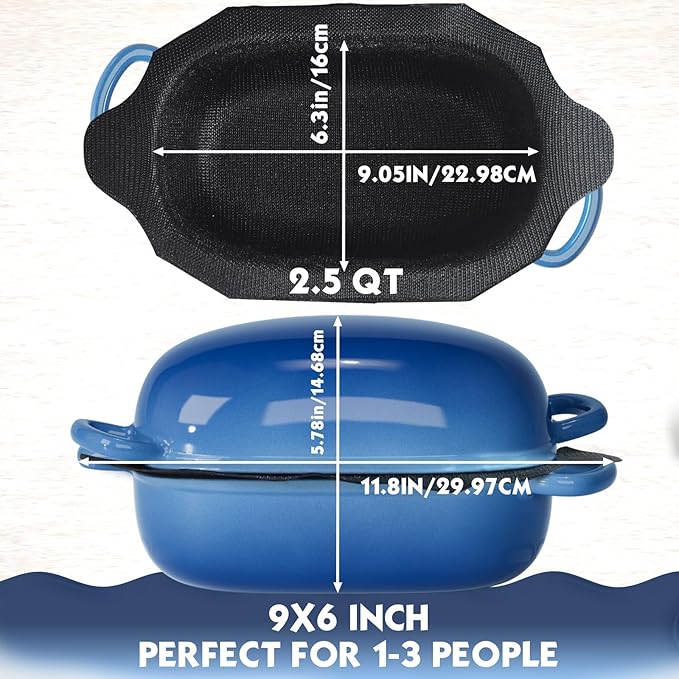 Dutch Oven for Bread Baking - 2.5QT Bread Pans for Homemade Bread with Perforated Non-Stick Silicone Liner Cast Iron Bread Pan Dutch Oven Loaf Pan with Lid and Loop Handles for Homemade Breadmaking