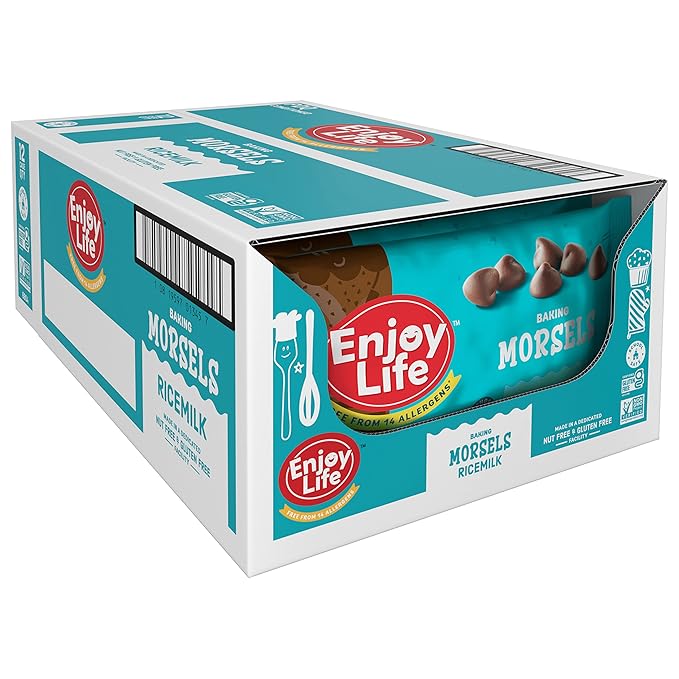 Enjoy Life Ricemilk Baking Morsels Milk Chocolate Flavor, Gluten Free, School Safe, Non GMO, Dairy Free, Soy Free, Vegan, Nut Free Chocolate, 12 Bags (9 oz) Bulk Chocolate