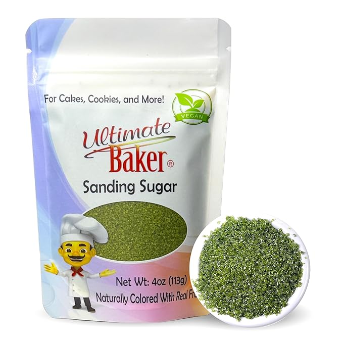Ultimate Baker - Sanding Sugar, Holly Green - Vibrant, Naturally Colored Baking & Decorating Sugar, Perfect for Sprinkling on Cakes, Desserts & Confections, Medium Crystal - 4oz
