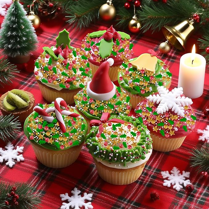 Morofme 3.5 oz Christmas Sprinkles Christmas Tree Sprinkle Holiday Sprinkle Cupcake Topper Mini White Red Pearl Mix Edible Golden Star Christma Candy Sprinkles for Dessert Cake Toppers Cookie