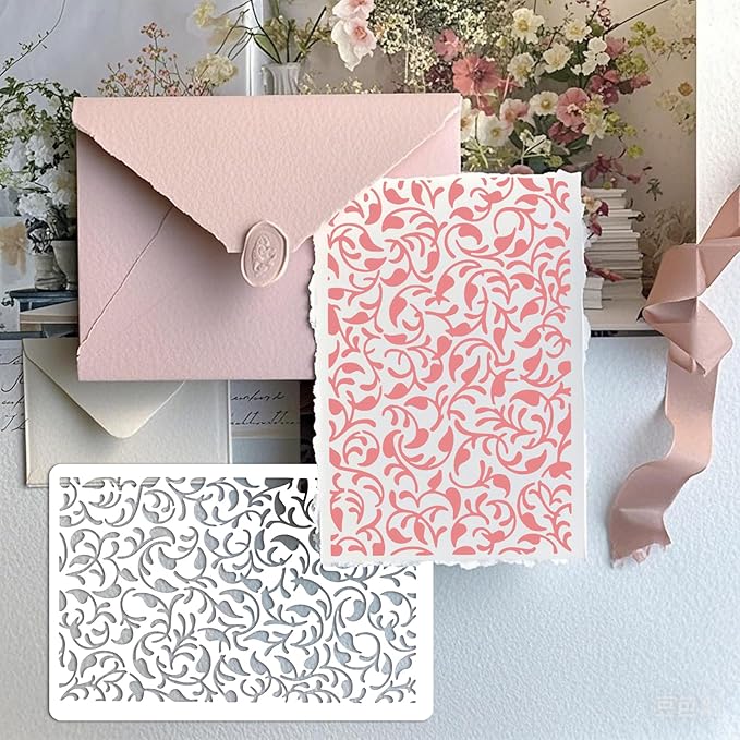 19pcs Stencils for Crafts Reusable Musical Notes Brick Branches Floral Texture Dot Background Template Drawing Layering Stencils for Painting on Wood Scrapbook Furniture Paper Card Decor(crafts19)
