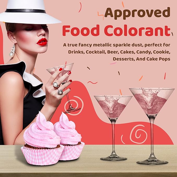 Blacksherbet Cotton Candy Pink Edible Glitter for Drinks 5 Grams | KOSHER Certified | Drink Glitter and Luster Dust for Cake, Cake Pops, Edible Glitter Cocktails Food, Cocktail glitter