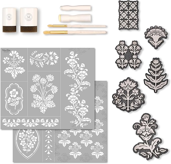 Martha Stewart, Vintage Florals Stencils, Stamps, and Tools Kit, 14 pc