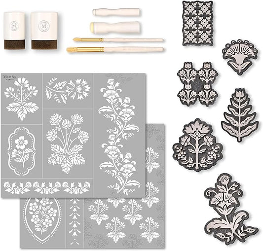 Martha Stewart, Vintage Florals Stencils, Stamps, and Tools Kit, 14 pc