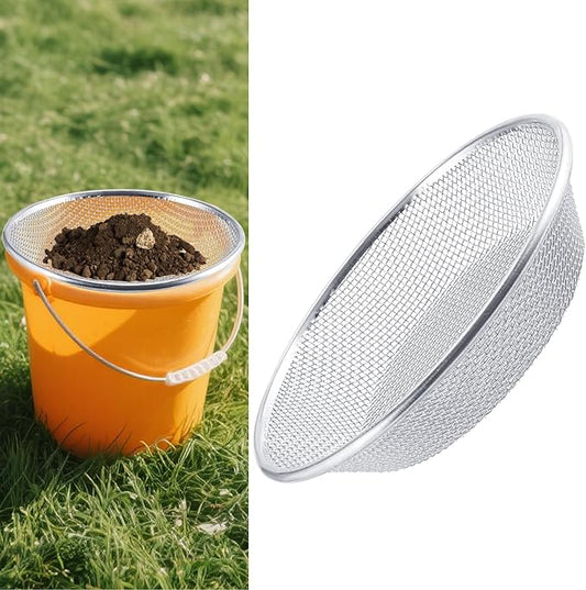 Sifter.Size 1/8" Mesh Soil Sifter Sieve - Heavy Duty Galvanized Screen for Compost, Dirt, Rocks, Gravel & Garden - Fits 5 Gallon Bucket, Rust-Resistant - Composting & Sifting Tool