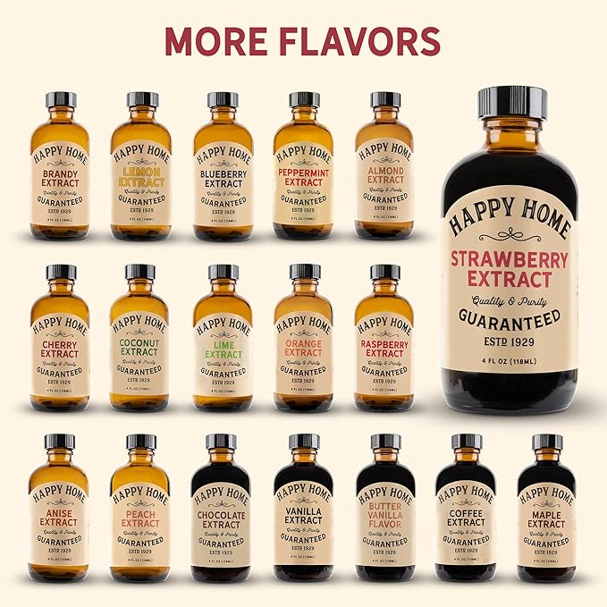 Happy Home Natural Strawberry Flavor - Certified Kosher, 4 oz.