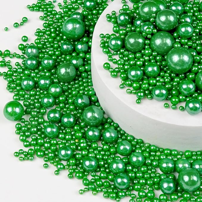 Deep Green Pearl Sugar Christmas Sprinkles, Edible Candy Pearls, 150g/5.29oz, Green Sprinkles for Cake Decorating, Baking Cake Decorations, Cupcakes, Foodgrade Toppers, Wedding Party Supplies