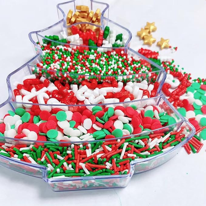 PhilaeEC Christmas Mix Sprinkle Edible for Cake Decoration Red Green White Sprinkle Cake Baking Cookie Cupcake Toppers Decoration Vanlentine Halloween Christmas Supplies