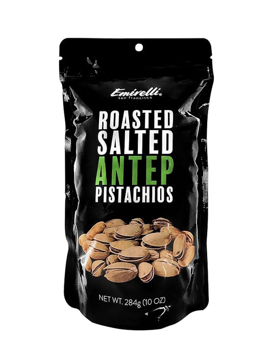 Emirelli Turkish Antep Pistachios in Shell, Roasted and Salted Intense Nuts, Non GMO Gluten Free Natural Vegan Healthy Snacks, Shelled Pistachios Remains Fresh with Resealable Bag (Pack of 1)