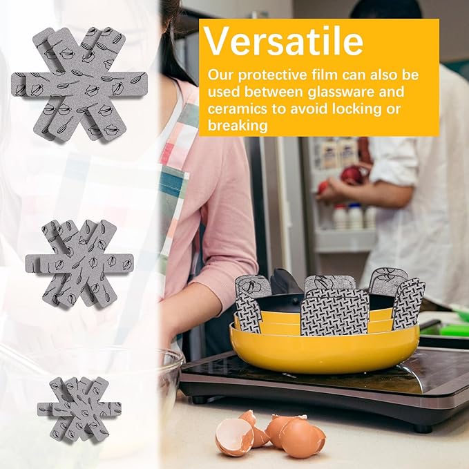 Pan Protectors for Stacking,Set of 18 and 3 Different Size,pan separators Protectors,Cookware Protector Set,Pot Protectors Stacking，Pot Pads Anti-Slip to Avoid Scratching or Marring When Stacking