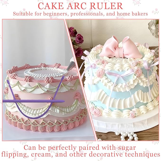 4PCS Cake Arch Guide Tool,Adjustable Fondant Cake Arc Ruler,Practical Baking Writing Swag Guide Gadgets Accessories,Decorative Marking Divider Aid,Pastry Decorating Supplies for Home Kitchen Bakeries