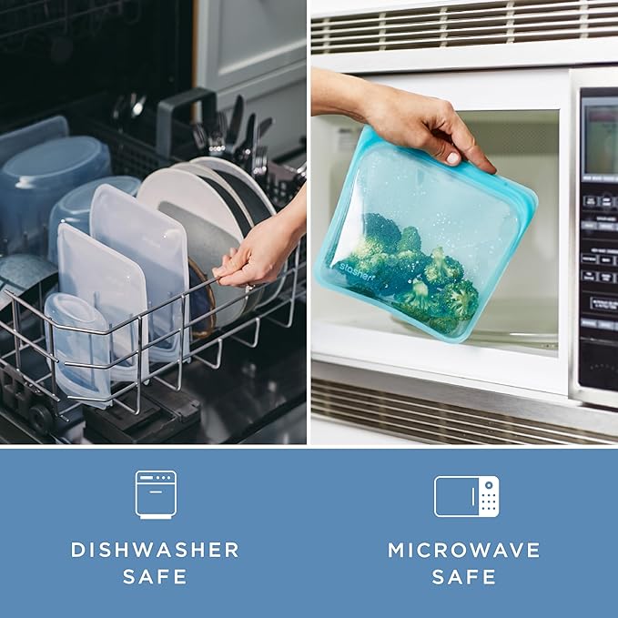 Stasher Premium Silicone Reusable Food Storage Sandwich Bag, Tie Dye Blue, Microwave, Sous Vide, Dishwasher, Oven and Freezer Safe, BPA Free, Leak-free, Eco-friendly, 28 Oz