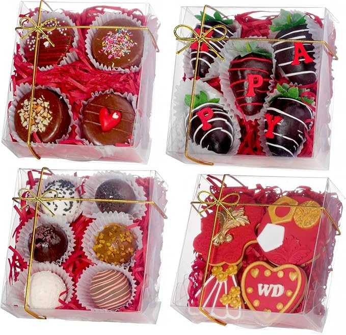 15PCS 5" x5x2 Inches Full Clear Chocolate Covered Strawberries Boxes Cookies Boxes Mini Bundt Cake Box Pie Boxes Cinnamon Roll Treat Boxes Chocolate Truffle Box Party Wedding Favor