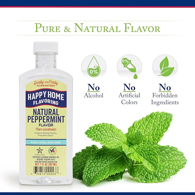 Happy Home Natural Peppermint Flavoring, Non-Alcoholic, Certified Kosher, 7 oz.