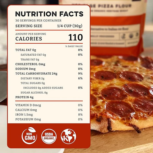 Sunrise Flour Mill USDA Organic Heritage Pizza Flour - 5 lbs | Milled from Hard Red Wheat | Easier to Digest with Less Bloating | No Bleaching or Bromating | Zero Additives