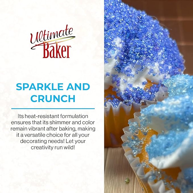Ultimate Baker - Sanding Sugar, Sky Blue - Vibrant, Naturally Colored Baking & Decorating Sugar, Perfect for Sprinkling on Cakes, Desserts & Ice Cream, Medium Crystal - 16oz