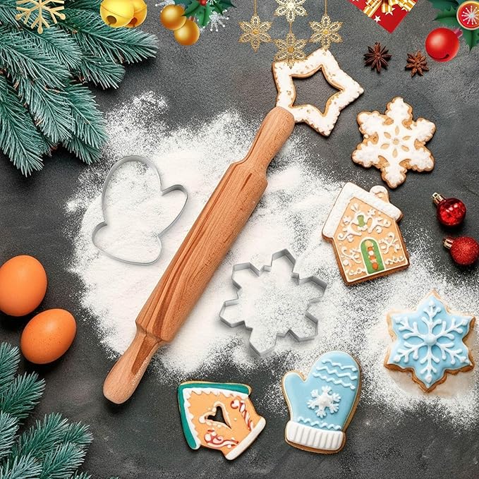 2 Pcs Extra Large Christmas Cookie Cutters 8" Giant Snowflake and Glove Stainless Steel Cookie Cutters for Winter Holiday Baking