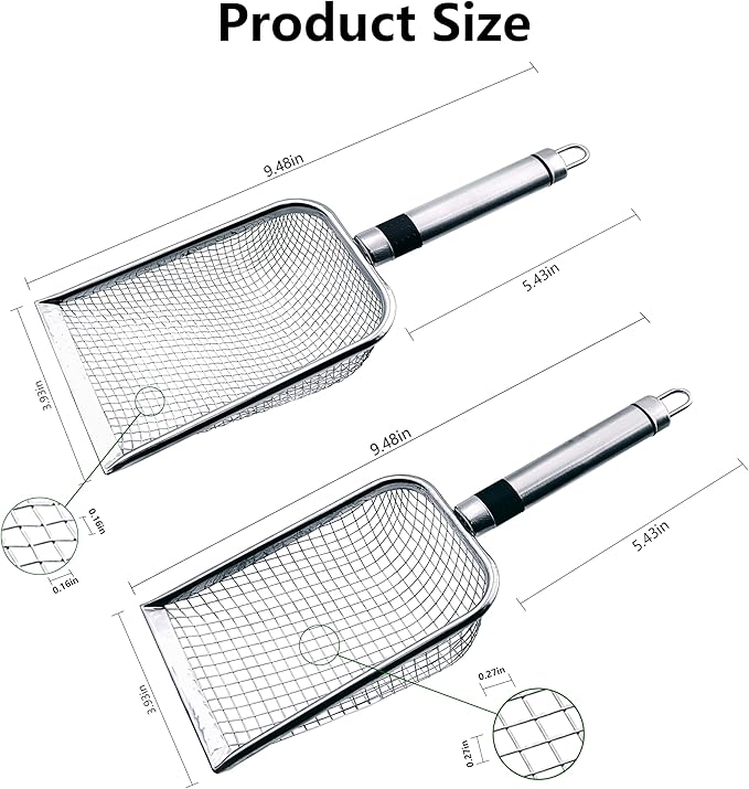 4pcs Gardening Soil Sifter with Stainless Steel Handle Sand Soil Compost Sifter Mesh Screen for Sand,Dirt, Rock,Compost,Filtration (4)