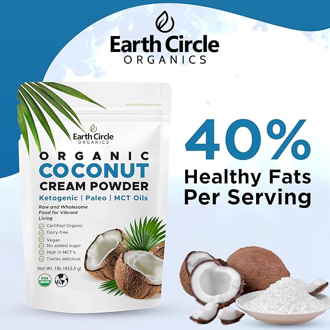Organic Coconut Milk Powder | Vegan Keto Coconut Creamer, Dairy-Free, Gluten-Free, No Added Sugar, High in MCTs, Antioxidants, & Iron | For Smoothies, Baking, & Cooking (1 Pound, Pack of 2)