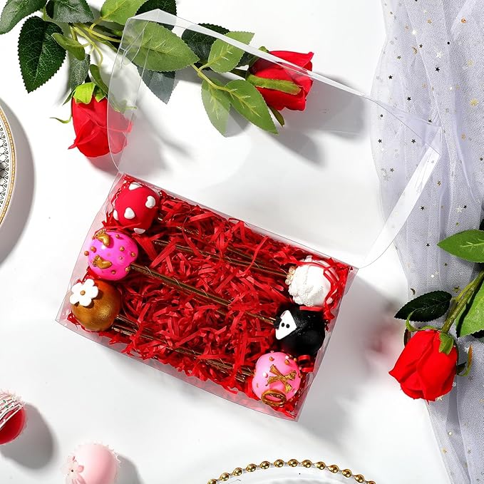 20pcs 8x5x2Inches Clear Cake Pop Boxes Plastic Cookies Boxes for Chocolate Covered Strawberries,Cakesickle,Treat, Chocolate Truffle Christmas Valentine's Mother's Day Party Birthday