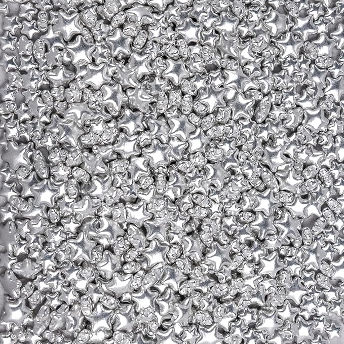 Dazzjoy Edible Silver Star Sugar Sprinkles, 4.23oz, Mix Size, Candy Star Sprinkles for Cake Decorations and Cupcake Toppers, Wedding Party Valentines Supplies