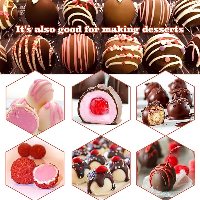 Palksky 2 Pcs Silicone Molds for Chocolate Covered Cherries Making, 15-Cavity Candy Baking Molds for Chocolate Truffles, Fat Bombs, Bite Size Snack, Pudding, Mini Sphere Cookies, Jello, Butter Ball