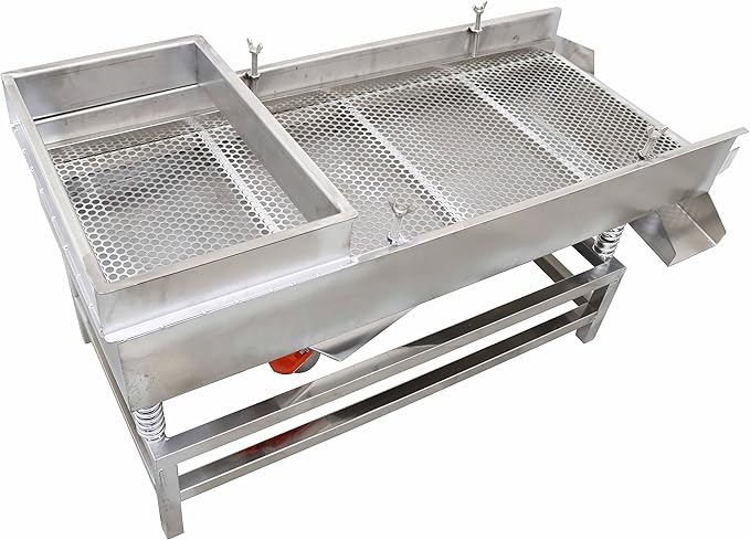 TECHTONGDA Straight Vibrating Sieve Screen Shaker Electric Linear Sifter Machine Stainless Steel One Layer Two Motor 10mm Screen Size 15.7×37.4inch 110V