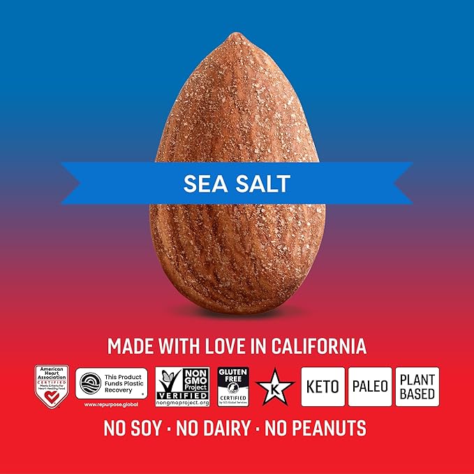 Octonuts Dry Roasted Sea Salt Almonds – 16oz Resealable Bag - Healthy Snack for Adults and Kids - Plant Protein with Fiber, Calcium & Iron - Low Carb, Low Calorie - Non-GMO, Gluten Free Snacks