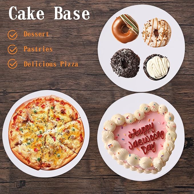 8Pcs Cake Boards 10 Inch Round,White Sturdy 1/2 Inch Cake Drum,10 Inch Cake Boards,Disposable Cake Plates,Corrugated Cake Base Cake Drums for Father's Day