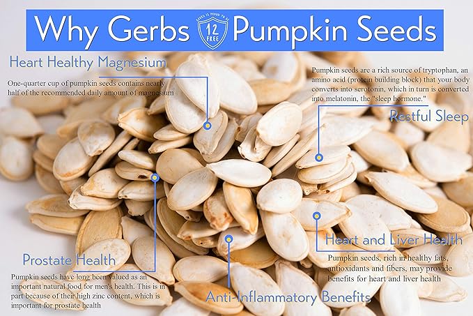 Gerbs Lightly Sea Salted Whole Pumpkin Seeds 1 lb. | Small Batch Roasted, In-Shell, 10.5 mm Size, Resealable Bag | Naturally Crunchy & Mild | Top 14 Allergen-Free