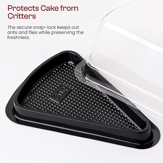 DoubleWave 50-Pack Clear Cake Slice Containers | BPA-Free, Stackable Dessert Holders for Parties, Weddings, and Special Events – Shatter-Resistant Plastic | Keeps Cake Fresh at Parties