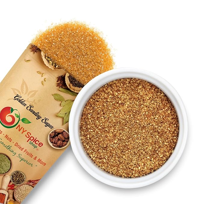 NY Spice Shop Golden Sanding Sugar - 1 Pound Sweet Colorful Edible Sprinkles For Candy Dish - Sugar Sprinkles For Cake Decorating Cookies Basket & Dishes