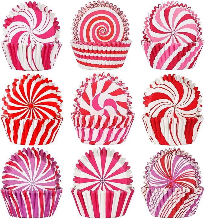 SANNIX 450Pcs Pink Cupcake Liners, Pink Red White Cupcake Wrappers Paper Wraps Muffin Liners for Wedding Birthday Valentines Day Party Candy Cake Decorations Supplies