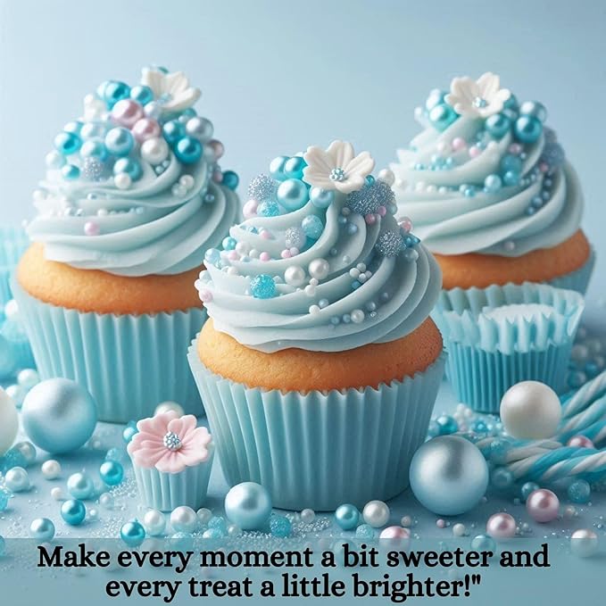 Confect Baby Blue Sprinkles for Christmas Cake & Cupcake Decoration – Edible Pearl Sprinkles & Jimmies for Holiday Desserts- Vegan, Gluten-Free, Nut-Free, Soy-Free, Dairy-Free, Palm Oil-Free - 4.2 Oz