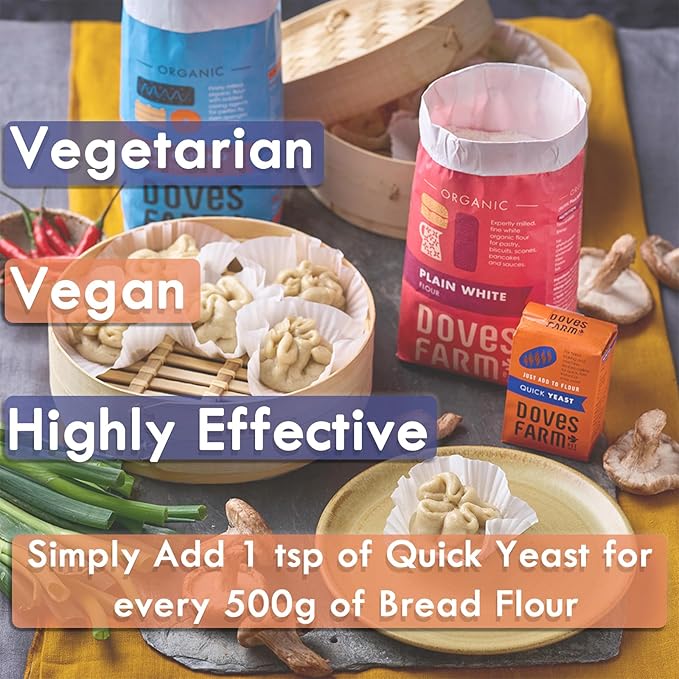 Doves Farm Quick Yeast | For Bread & Pizza Dough Baking | Useful for Home Hand Baking & Bread Machine | Highly Effective Instant Dry Yeast | 4.41 Oz (125gm)