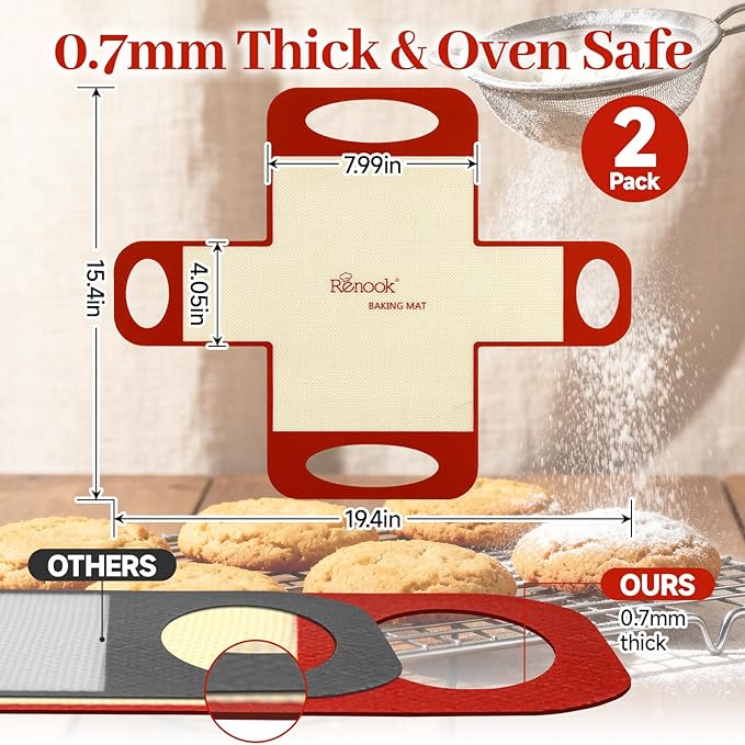 Silicone Baking Mats, 2 PACK Silicone Bread Loaf Pan Liner & Lifters with 4 Handles, Food-Grade Reusable Bread Sling, NonStick & Easy Clean Dough Transfer Baking Mat for 9 X 5 IN Loaf Pans